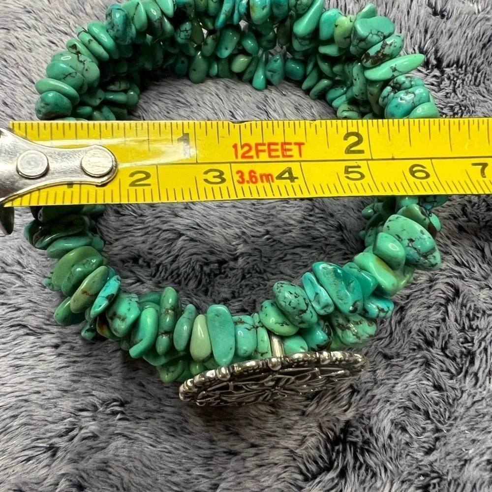 Carolyn Pollack Triple Strand Turquoise Nugget Bracelet with Silver Medallion